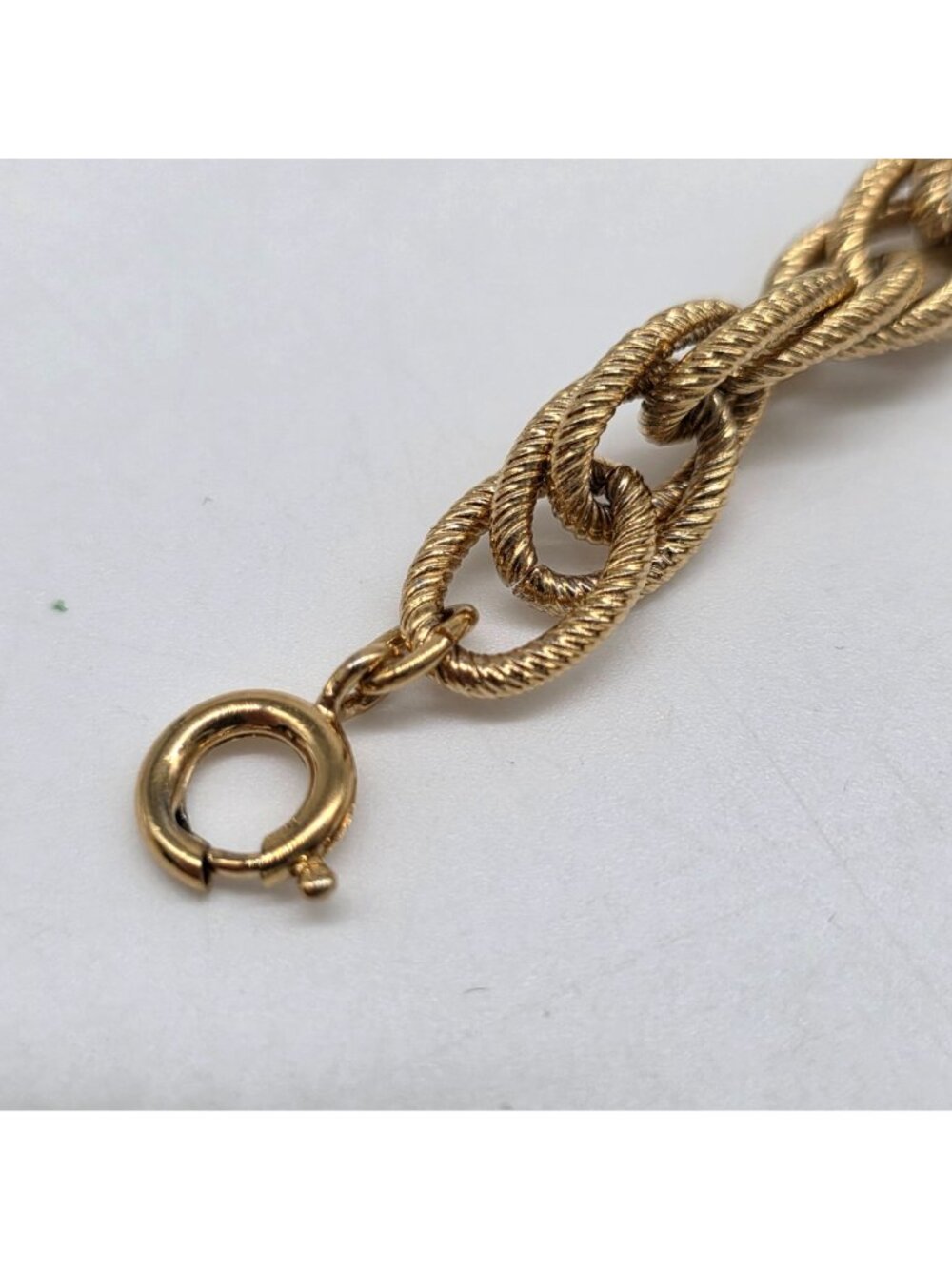 Gold Plated Charm Bracelet Twisted Rope Chain Multi Link With Spring Ring Clasp - Picture 5 of 6